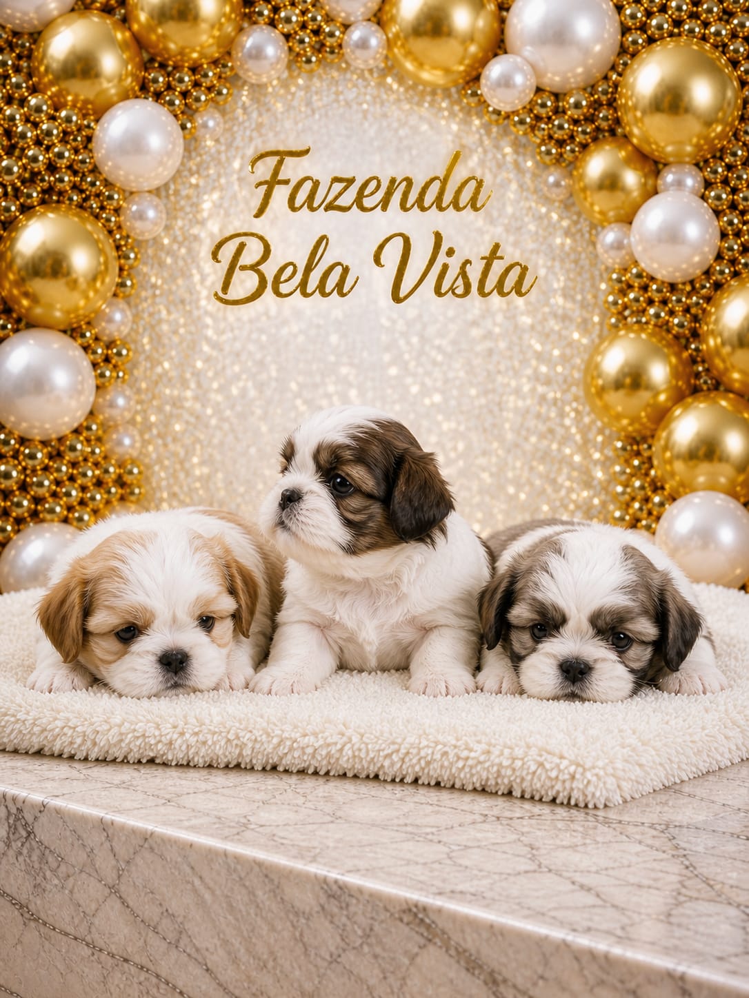 Filhote Shi Tzu dourado cinza figado filhote